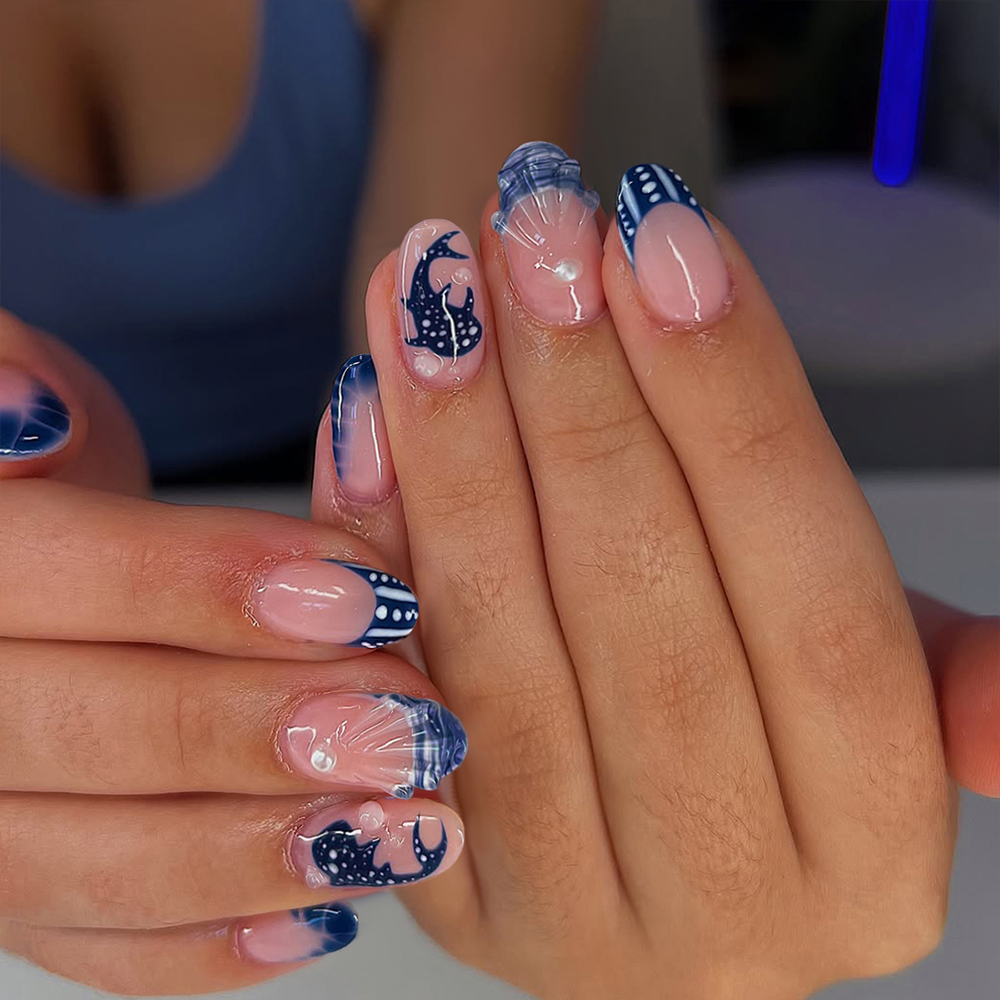 3D Printing Nails - 24pcs Kuku Gel 3D Almond Motif