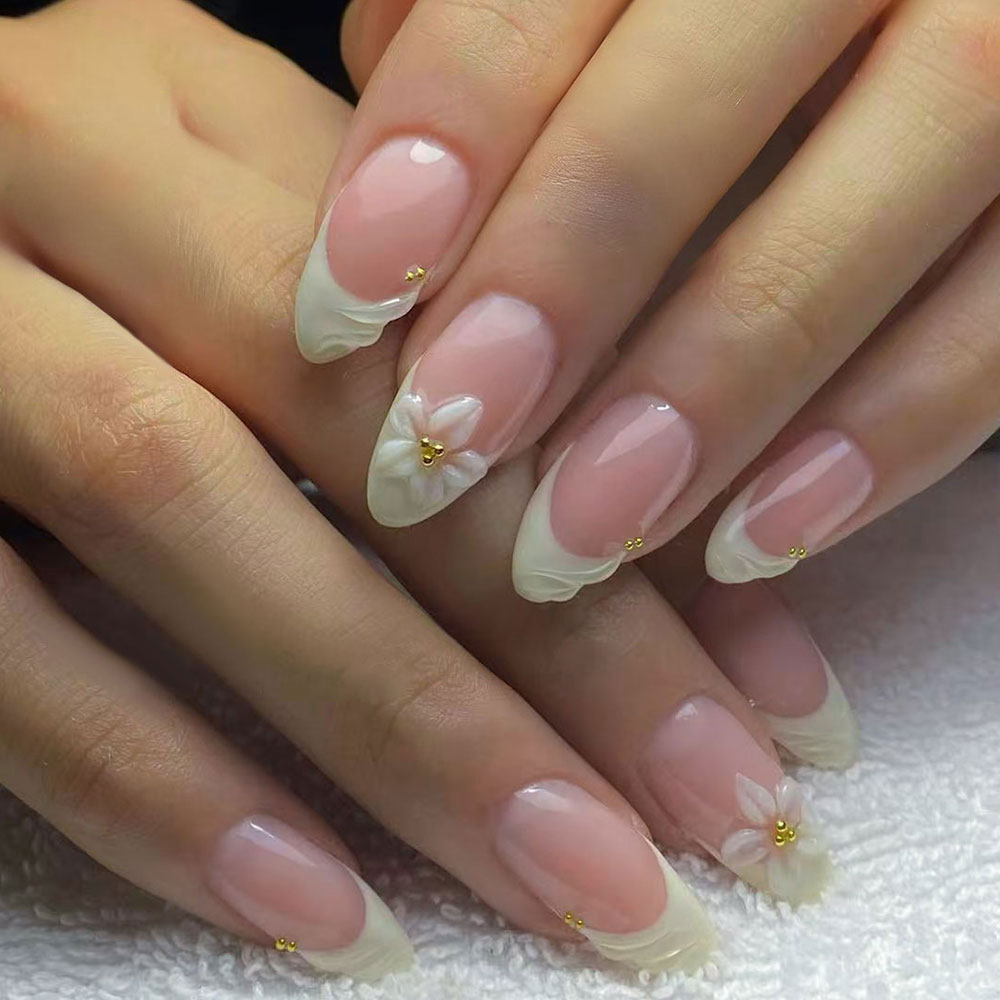 3D Printing Nails - 24pcs Kuku Gel 3D Almond Motif