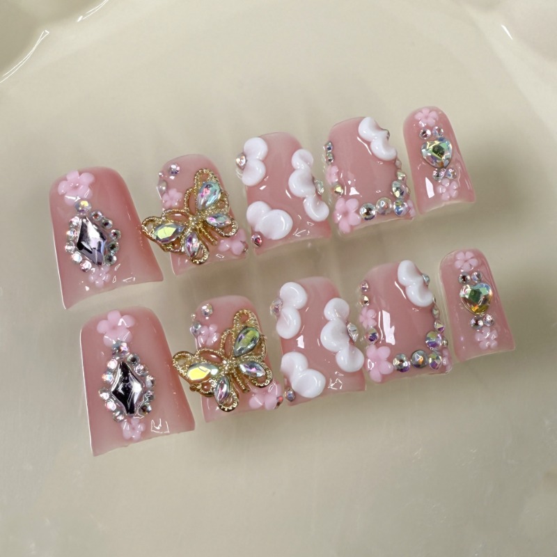 10pcs Kuku Palsu Buatan Tangan - 3D Printing Nails ulasan dan harga