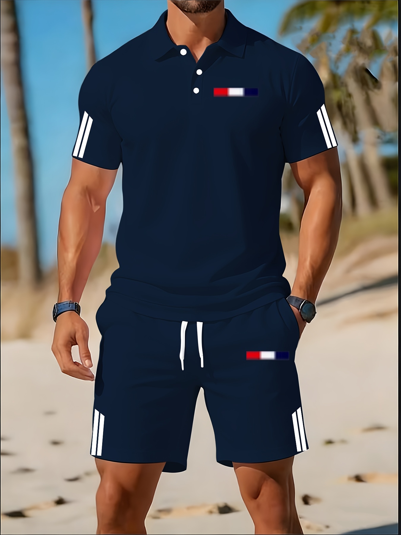 Set Kaos Polo Pria Musim Panas - 3D Printing Design ulasan dan harga