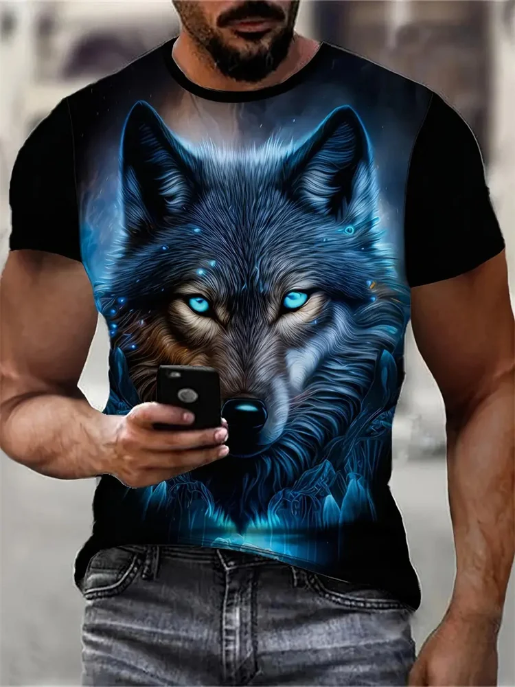 Kaos Pria 3D Motif Serigala Ka - 3D Printing On Fabric ulasan dan harga