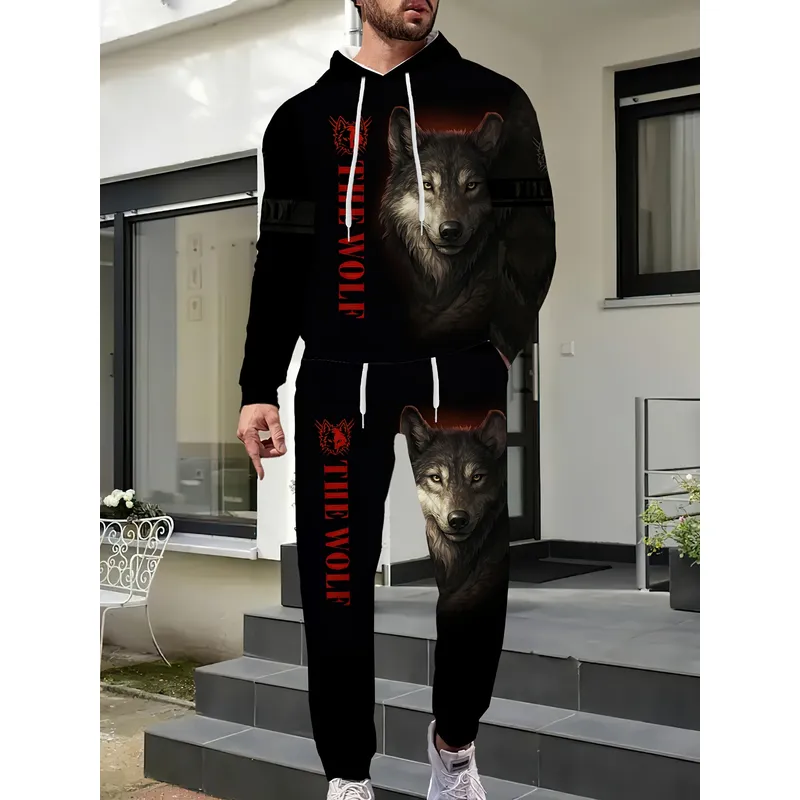 Set Sweater Pria Motif Serigal - 3D Printing Design ulasan dan harga