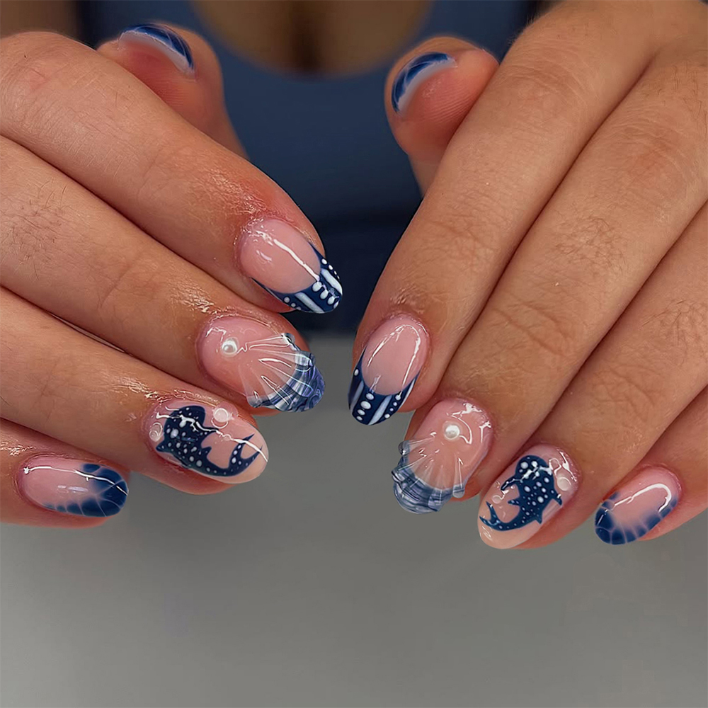 24pcs Kuku Gel 3D Almond Motif - 3D Printing Nails ulasan dan harga