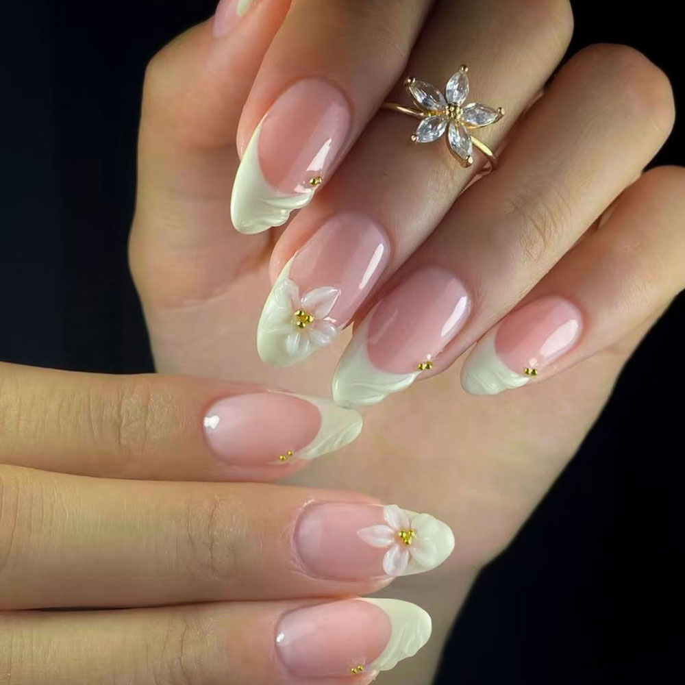 24pcs Kuku Gel 3D Almond Motif - 3D Printing Nails ulasan dan harga