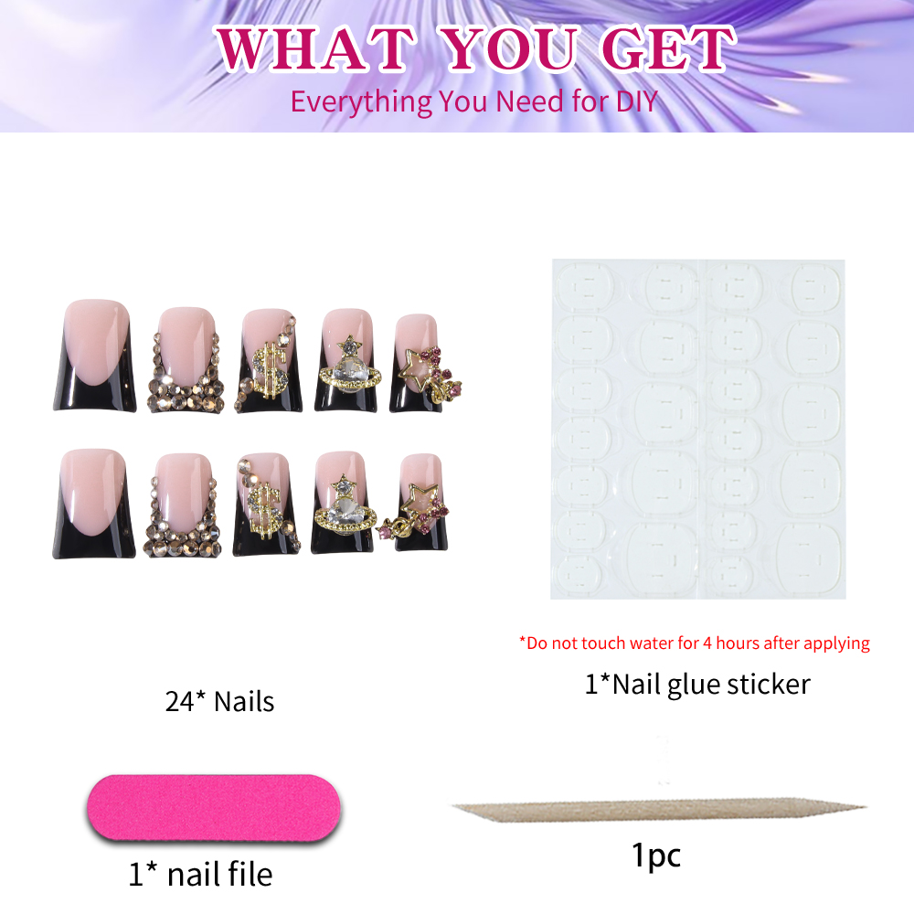 24 buah kuku palsu bergaya Y2K - 3D Printing Nails ulasan dan harga