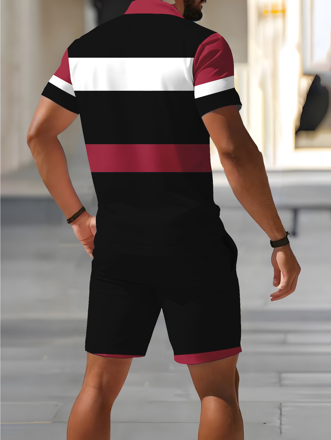 Set Kaos Polo Pria Musim Panas - 3D Printing Design ulasan dan harga
