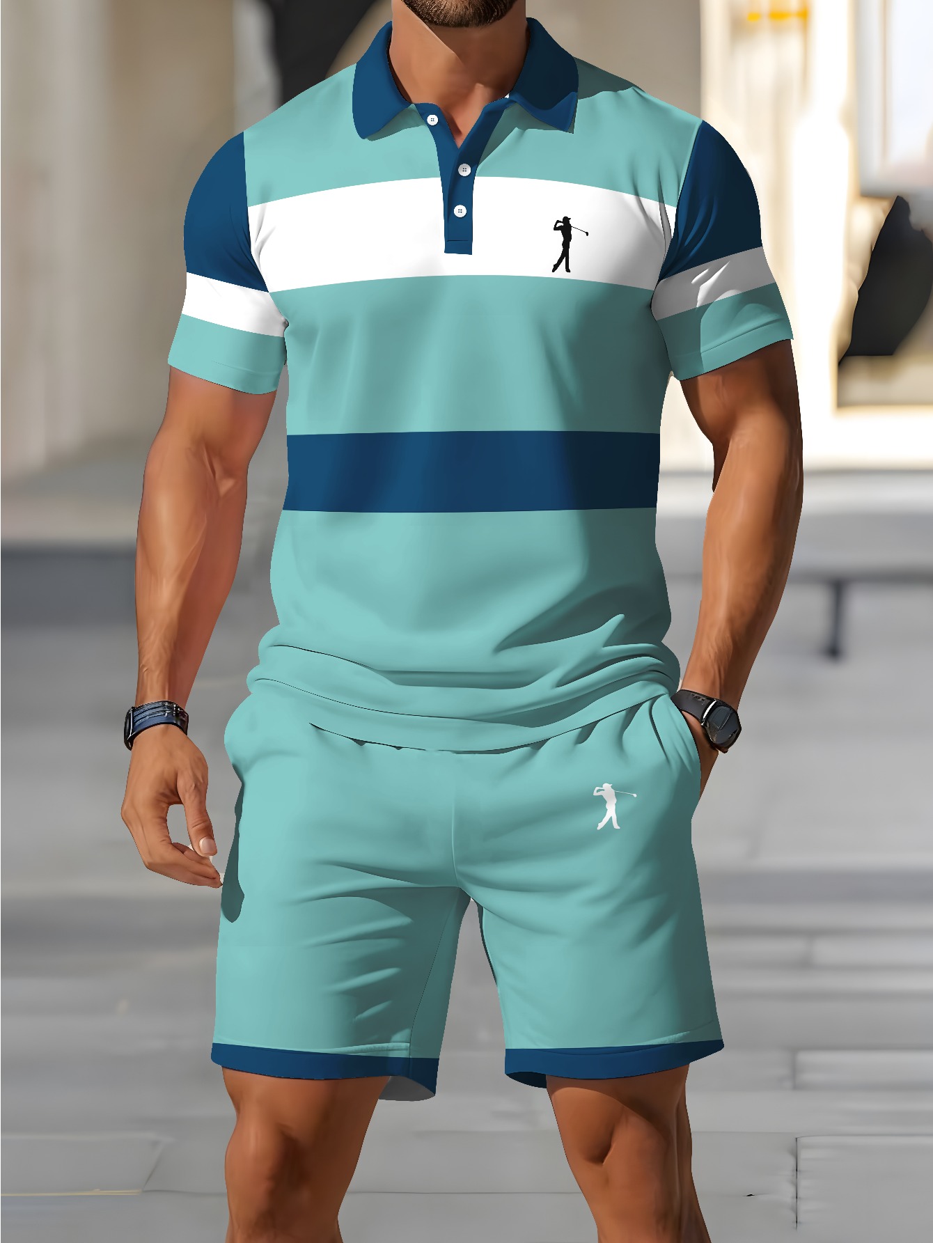 Set Kaos Polo Pria Musim Panas - 3D Printing Design ulasan dan harga
