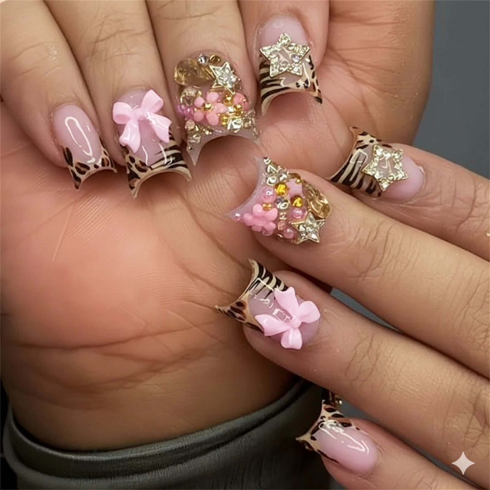 24Pcs Kuku Palsu Pendek Model  - 3D Printing Nails ulasan dan harga